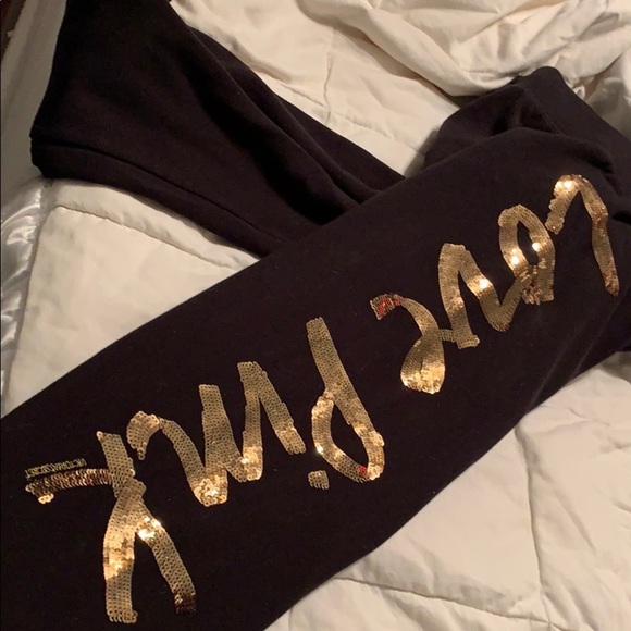 Pink sequin fleece crop jogger pants - Picture 1 of 5